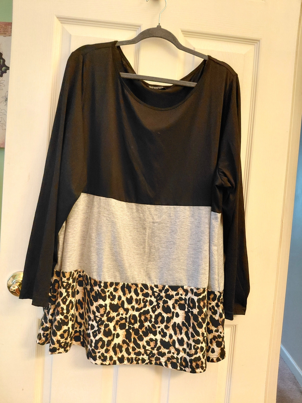 BloomChic Black, Beige & Leopard Colorblock Tunic Top